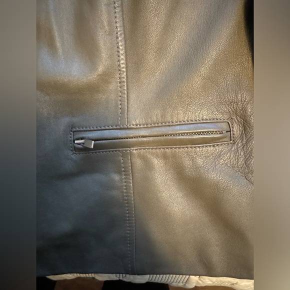 Banana Republic Lamb Leather Grey Moto Leather Jacket - Picture 12 of 15